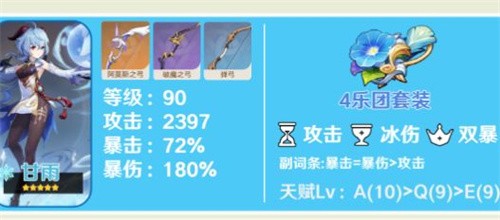原神甘雨毕业面板多少合格 原神甘雨毕业面板属性一览